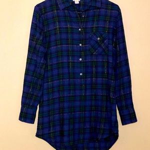 J. Crew Plaid Button Down Shirt Dress Size XXS